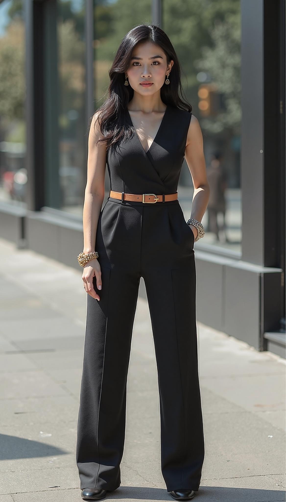 V Neck Wide Leg Jumpsuit