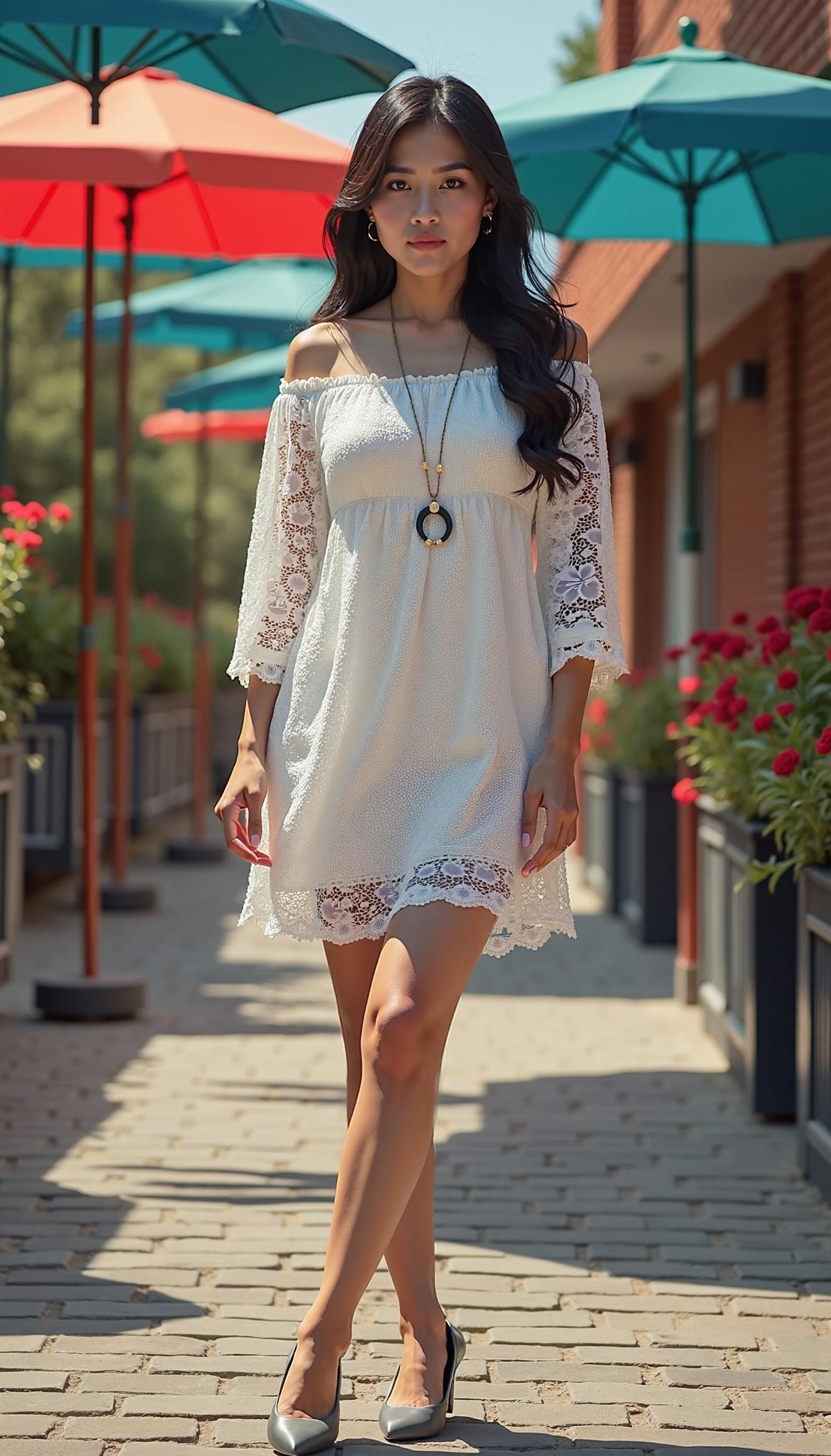 Off Shoulder Lace Mini Dress