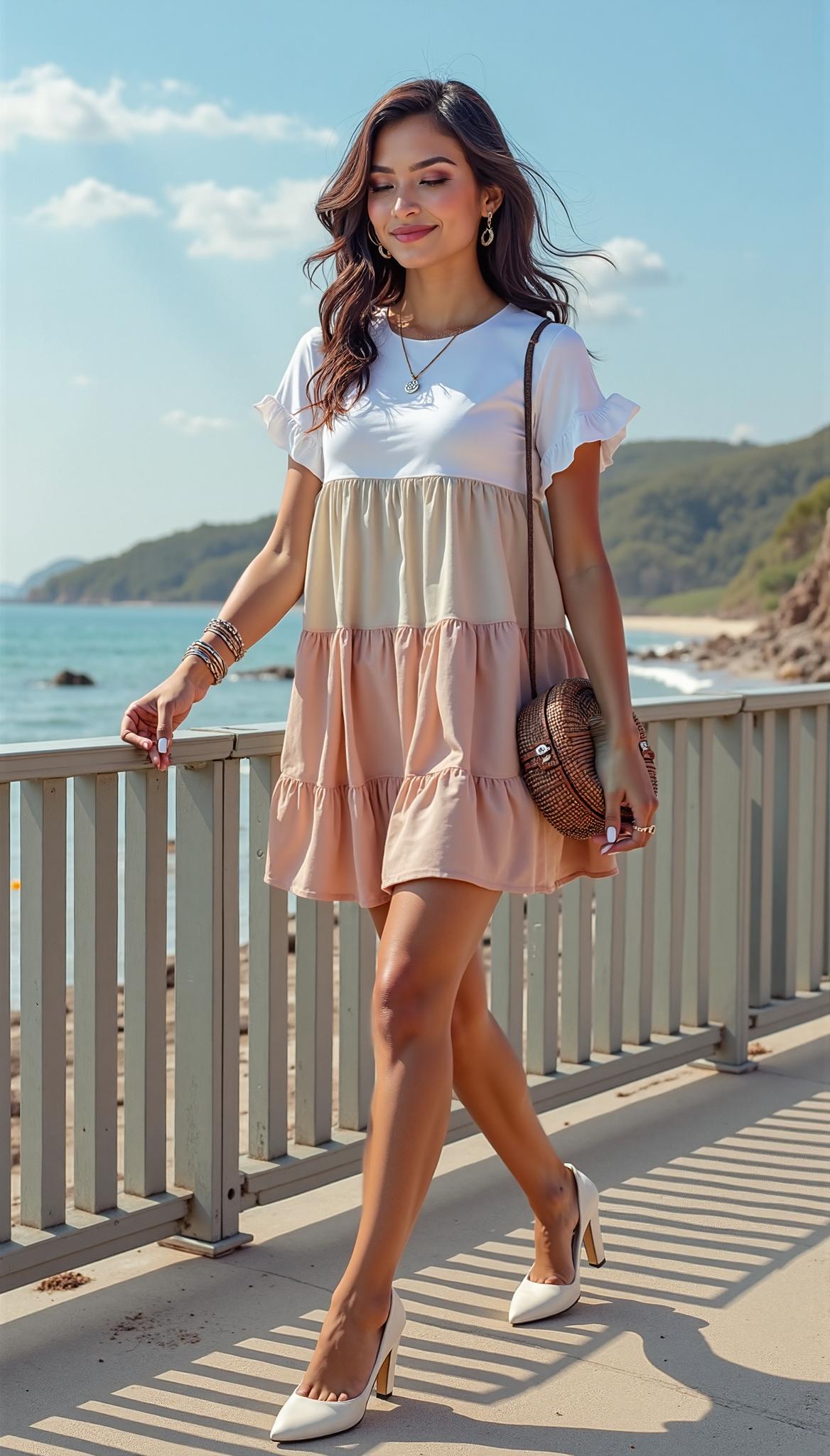 Ruffled Floral Swing Dress