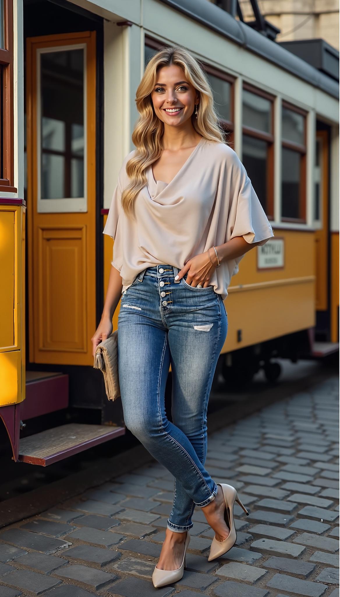 High-Waisted Ripped Skinny Jeans