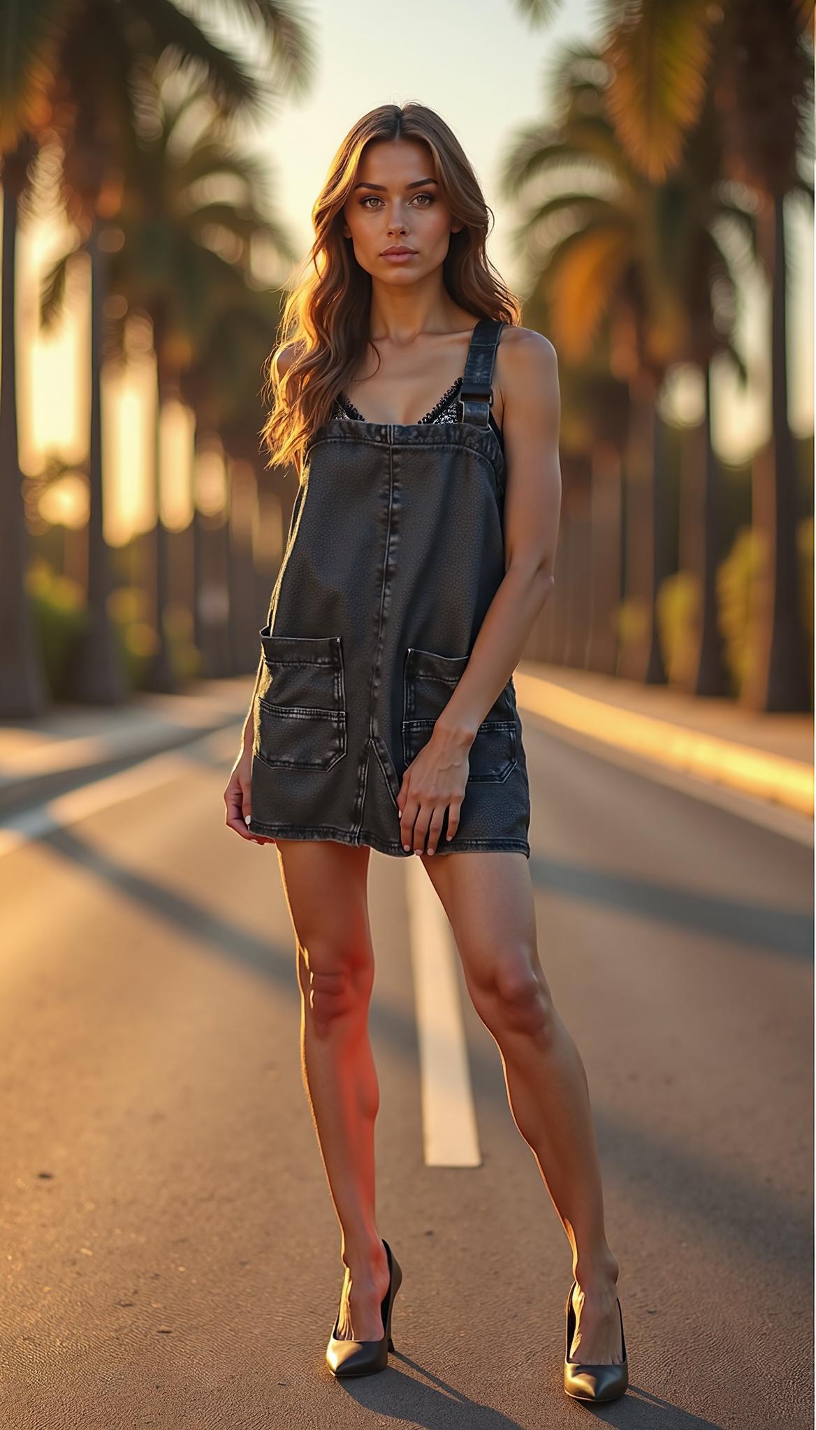 Denim Overall Dress with Adjustable Straps