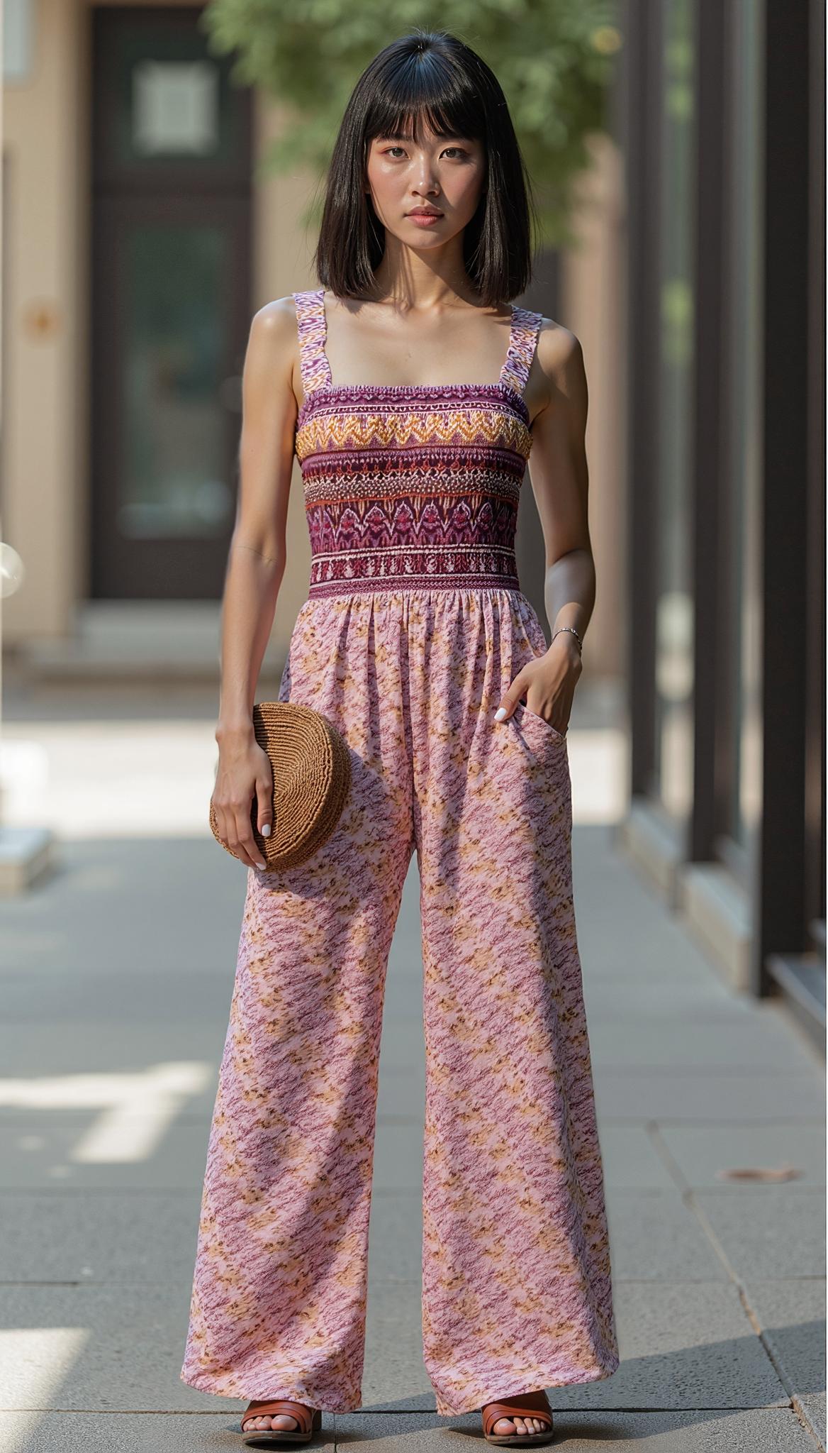 Sleeveless Printed Wide Leg Jumpsuit