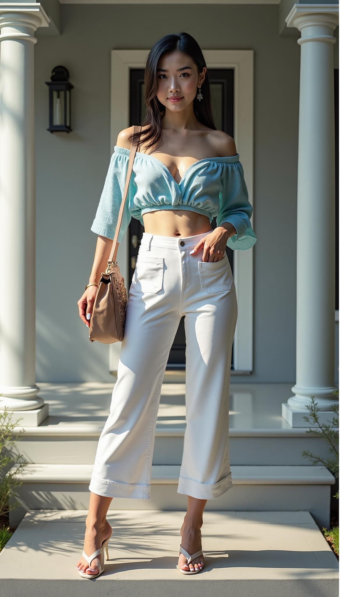 Stretchy Cropped Wide Leg Jeans
