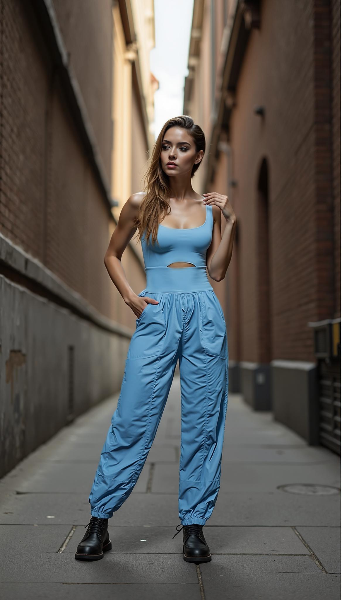 Athletic Backless Romper with Pockets