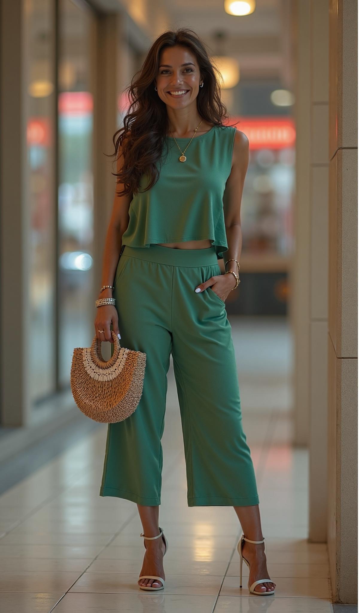 Sleeveless Wide Leg Pants Set