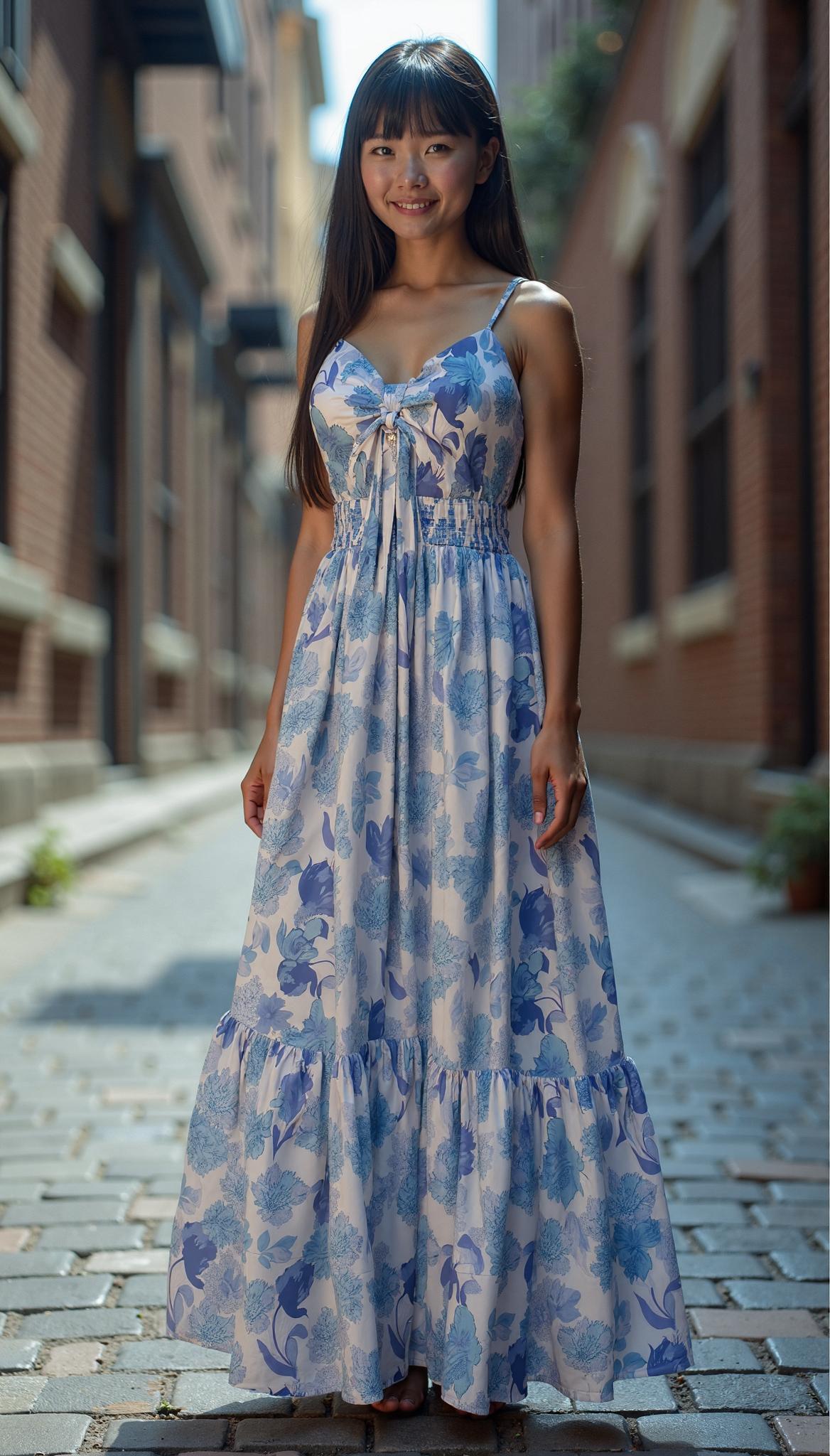Maxi Dress with Tie Front and Pockets