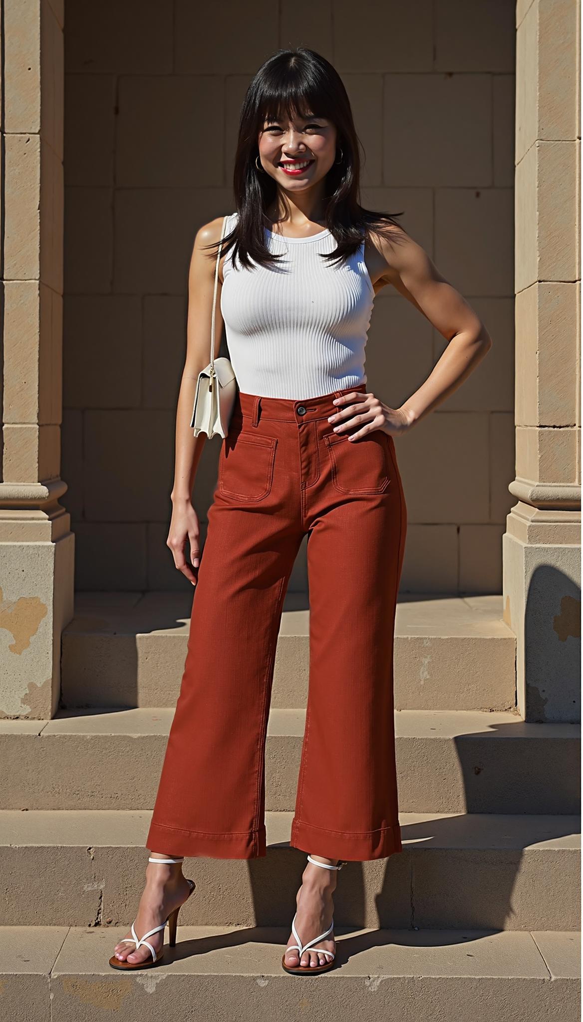 Stretchy High-Waisted Wide-Leg Jeans