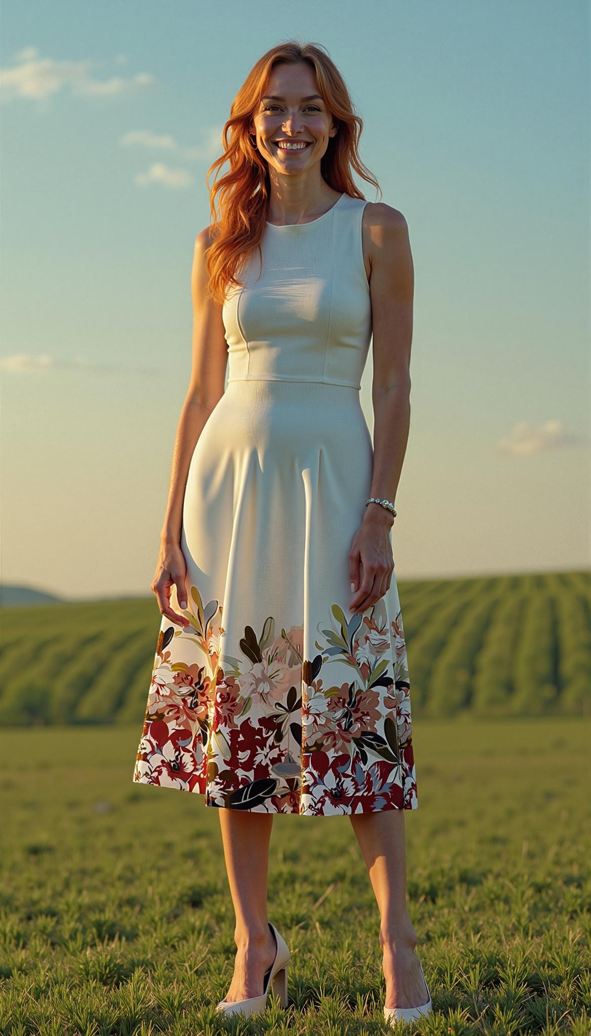 Eloise Floral Cotton-Twill Midi-Dress