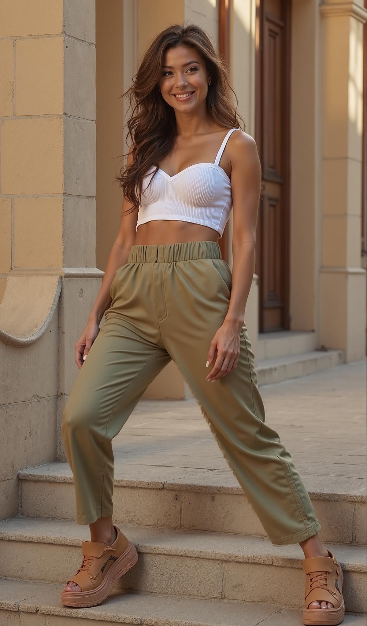 Mid-Rise Ankle Pants with Pockets